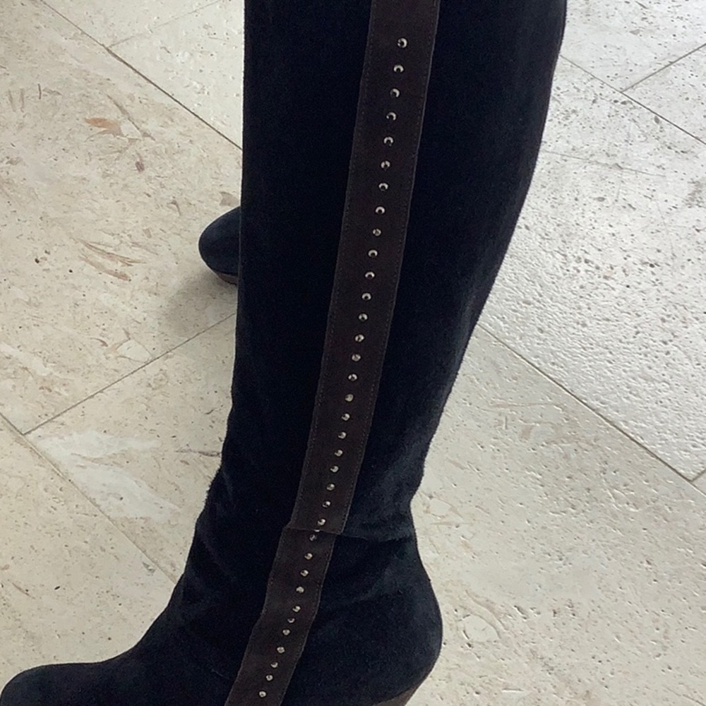 Italian velvet boots navy - Picture 6 of 8